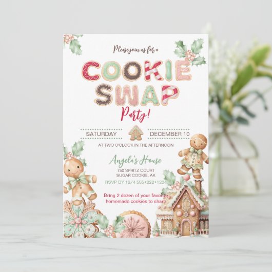 CookieスワップChristmas Cookie Gingerbread 招待状 (スタンド正面)