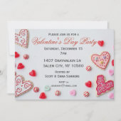 Cookieハートスイーツバレンタインデーパーティー 招待状 (正面)