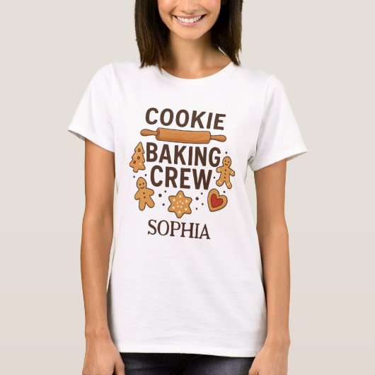 Cookieパーソナライズされたベーキングクルー – 名前をカスタムする tシャツ (正面)