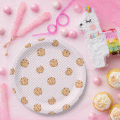 Cookieピンクのストライプ誕生日パーティー ペーパープレート (パーティー)