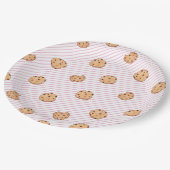 Cookieピンクのストライプ誕生日パーティー ペーパープレート (アングル)