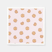 Cookieピンクストライプの誕生日パーティー紙プレート スタンダードカクテルナプキン (正面)
