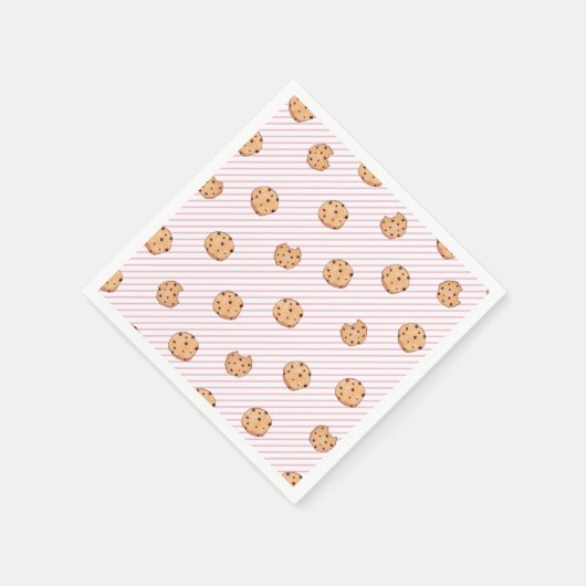 Cookieピンクストライプの誕生日パーティー紙プレート スタンダードカクテルナプキン (角)