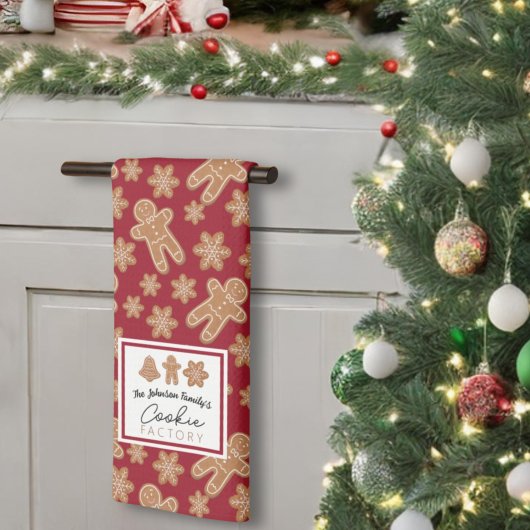 Cookieファクトリーファミリー名ジンジャーブレッドブルゴーニュ キッチンタオル