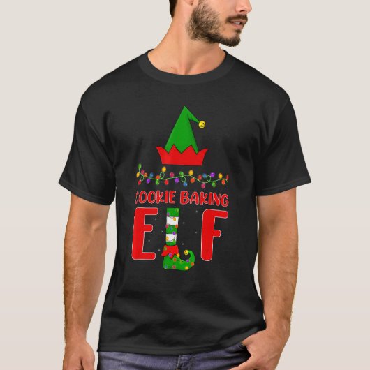 Cookieベーキング小妖精や小人マッチングファミリー照明Christm Tシャツ (正面)