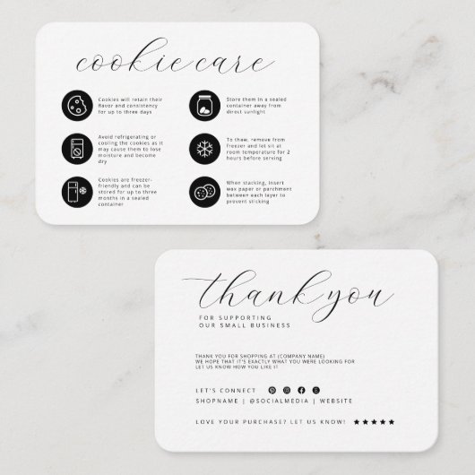 Cookieミニマ気にリストフラットサンキューカード 名刺 (正面/裏面)