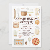 Cookieモダンベーキング誕生日パーティー 招待状 (正面)
