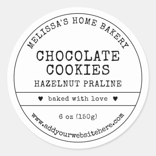 Cookieラベル素朴ヴィンテージ白黒 ラウンドシール (正面)