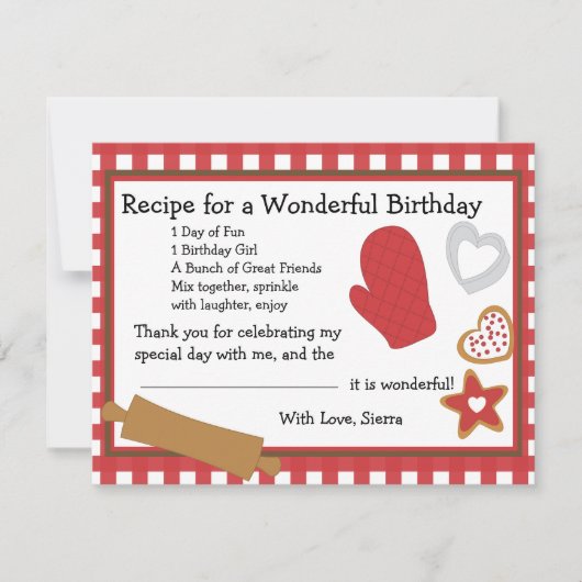 Cookieレシピありがとうございます 招待状 (正面)