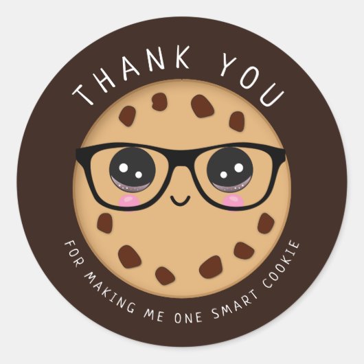 Cookie頭が切れる先生ありがとうお礼ギフト ラウンドシール (正面)