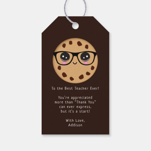 Cookie頭が切れる先生ありがとうギフト感謝 ギフトタグ (裏面)
