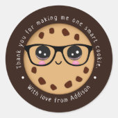 Cookie頭が切れる先生ありがとうギフト感謝 ラウンドシール (正面)