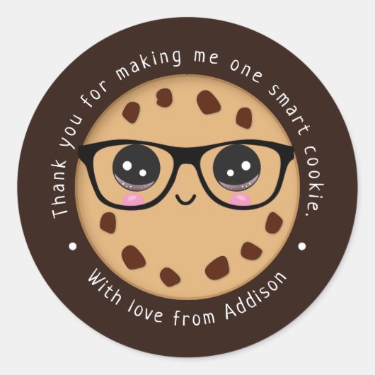 Cookie頭が切れる先生ありがとうギフト感謝 ラウンドシール (正面)