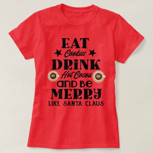 Cookie食べはホットココアとサイズTシャツを飲む Tシャツ (デザイン正面)