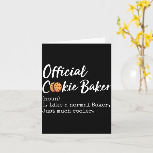 Cookie Baker Definition Funny Christmas Baking  カード (黄色い花)