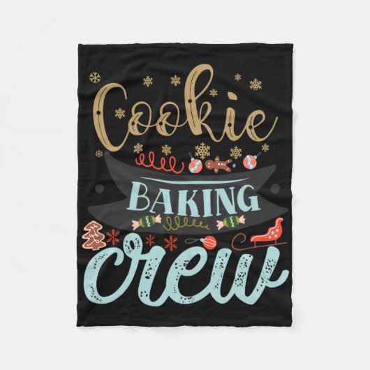 Cookie Baking Crew Christmas Holiday Family T Shir フリースブランケット (正面)