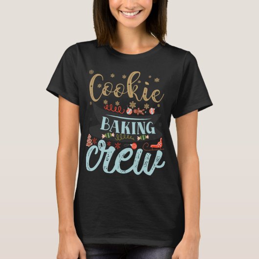 Cookie Baking Crew Christmas Holiday Family T Shir Tシャツ (正面)