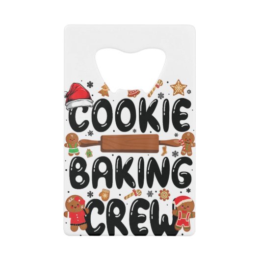 Cookie Baking Crew Christmas Santa Family Gingerbr クレジットカード栓抜き (正面)