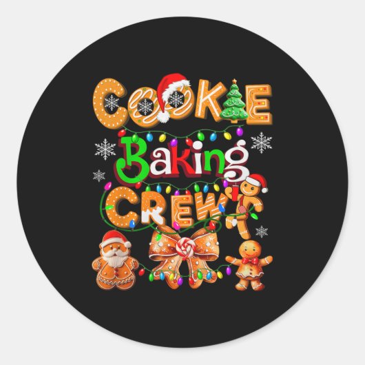 Cookie Baking Crew Cooking Coquette Bow Xmas Ginge ラウンドシール (正面)