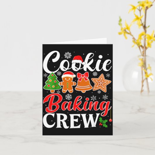 Cookie Baking Crew Gingerbread Xmas Holiday Cookie カード (黄色い花)