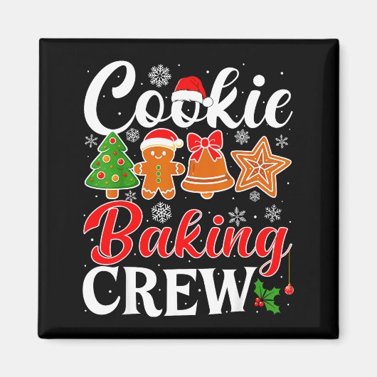 Cookie Baking Crew Gingerbread Xmas Holiday Cookie マグネット (正面)
