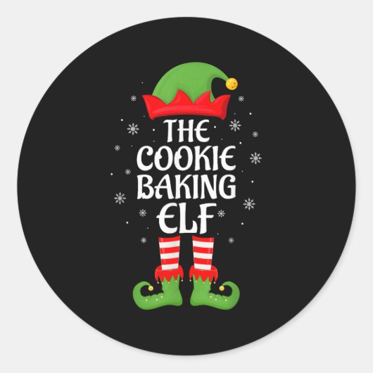 Cookie Baking Elf Xmas Family Matching Elf Squad C ラウンドシール (正面)