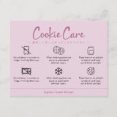 Cookie Care Instructions Dusty Pink Minimalist サンキューカード (正面)