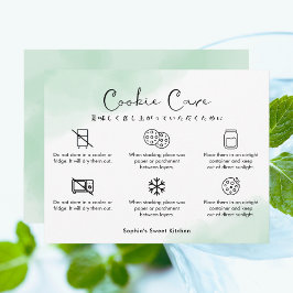 Cookie Care Instructions Mint Green Watercolor サンキューカード