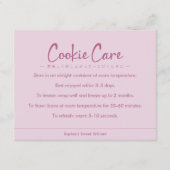 Cookie Care Instructions Pink Simple Typography サンキューカード (正面)