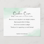 Cookie Care Instructions Simple Green Watercolor サンキューカード (正面)