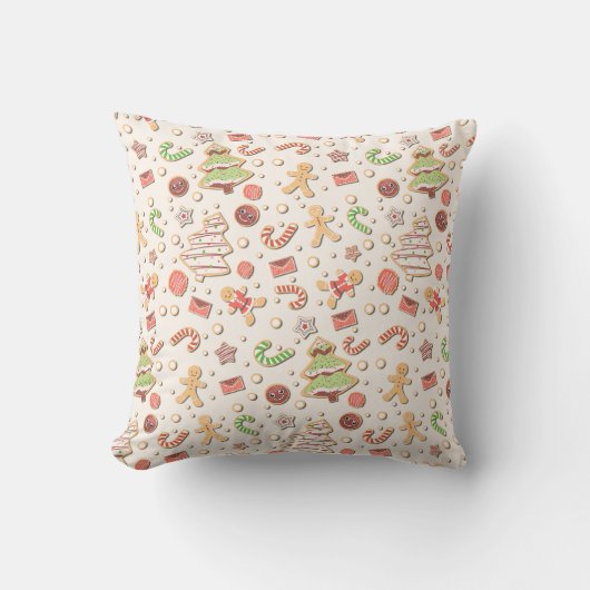 Cookie Christmas Pattern - Sweet and Festive クッション (正面)