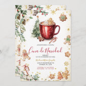 Cookie Cocoa Christmas Spanish Cena De Navidad 招待状 (正面/裏面)