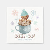 Cookie & Cocoa Gingerbread Boy Winter誕生日 スタンダードカクテルナプキン (正面)