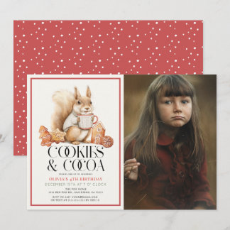 Cookie & Cocoa Squirrel Kidの誕生日写真 招待状