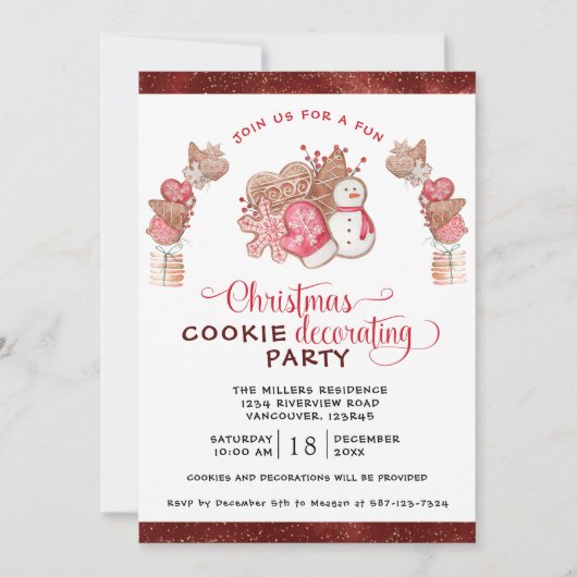 Cookie Decorating Party, Gingerbread Cookies 招待状 (正面)