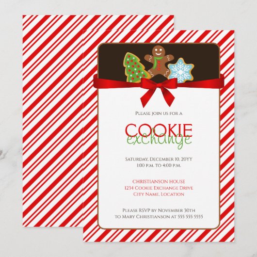 Cookie Exchangeパーティー 招待状 (正面/裏面)
