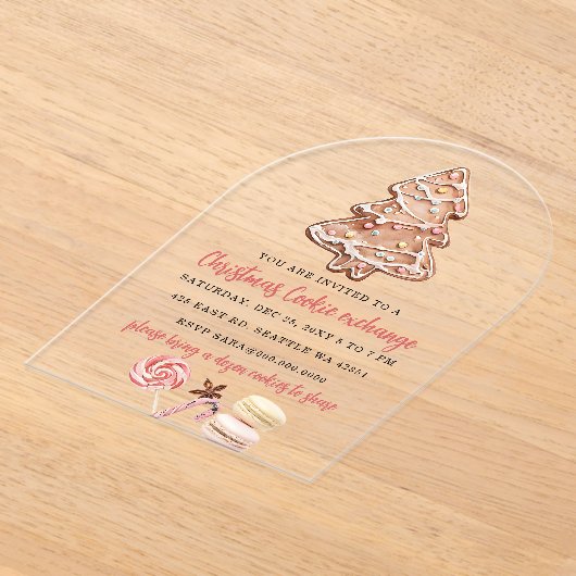 Cookie Exchange Christmas Party アクリル招待状 (レイダウン)