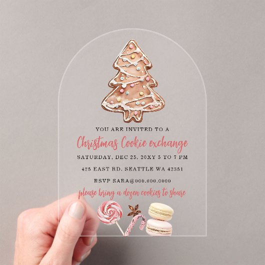 Cookie Exchange Christmas Party アクリル招待状 (インサイチュ (ポータブル))
