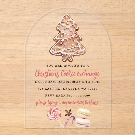 Cookie Exchange Christmas Party アクリル招待状 (正面)