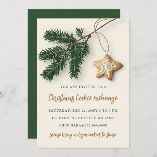 Cookie Exchange Christmas Party 招待状 (正面/裏面)