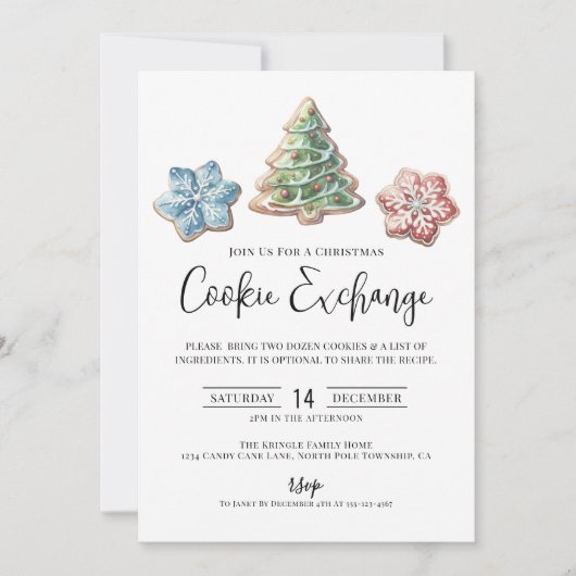 Cookie Exchange Holiday Christmas Party 招待状 (正面)