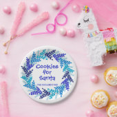 Cookie for Santa Blueクリスマスリース ペーパープレート (パーティー)