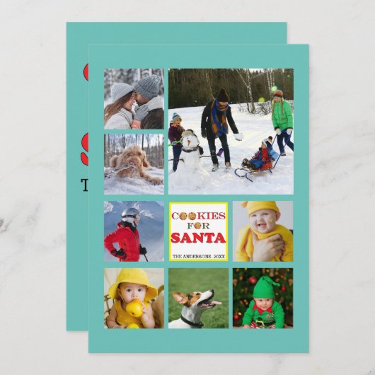 Cookie for Santa Christmas Happyおもしろい家族の写真 招待状 (正面/裏面)