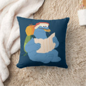Cookie Monster が地図を読んでいる クッション (ブランケット)