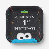 Cookie Monster | 1st Birthday ペーパープレート (正面)