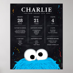 Cookie Monster 1st Birthday Milestone ポスター