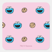 Cookie Monster and Cookies Pink Pattern スクエアシール (正面)
