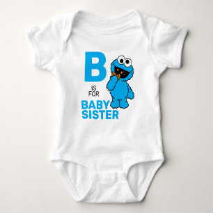 Cookie Monster Bは赤ちゃんの妹の字 ベビーボディスーツ