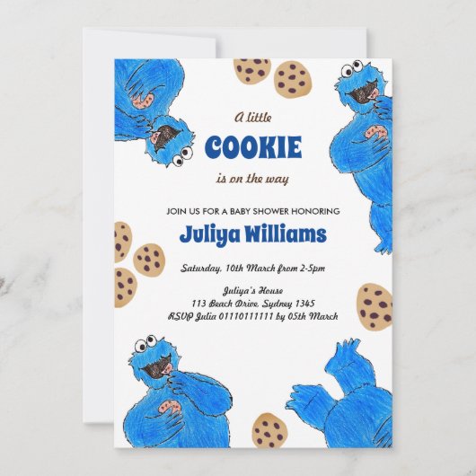 Cookie Monster Baby Shower Invitation 招待状 (正面)