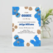 Cookie Monster Baby Shower Invitation 招待状 (スタンド正面)